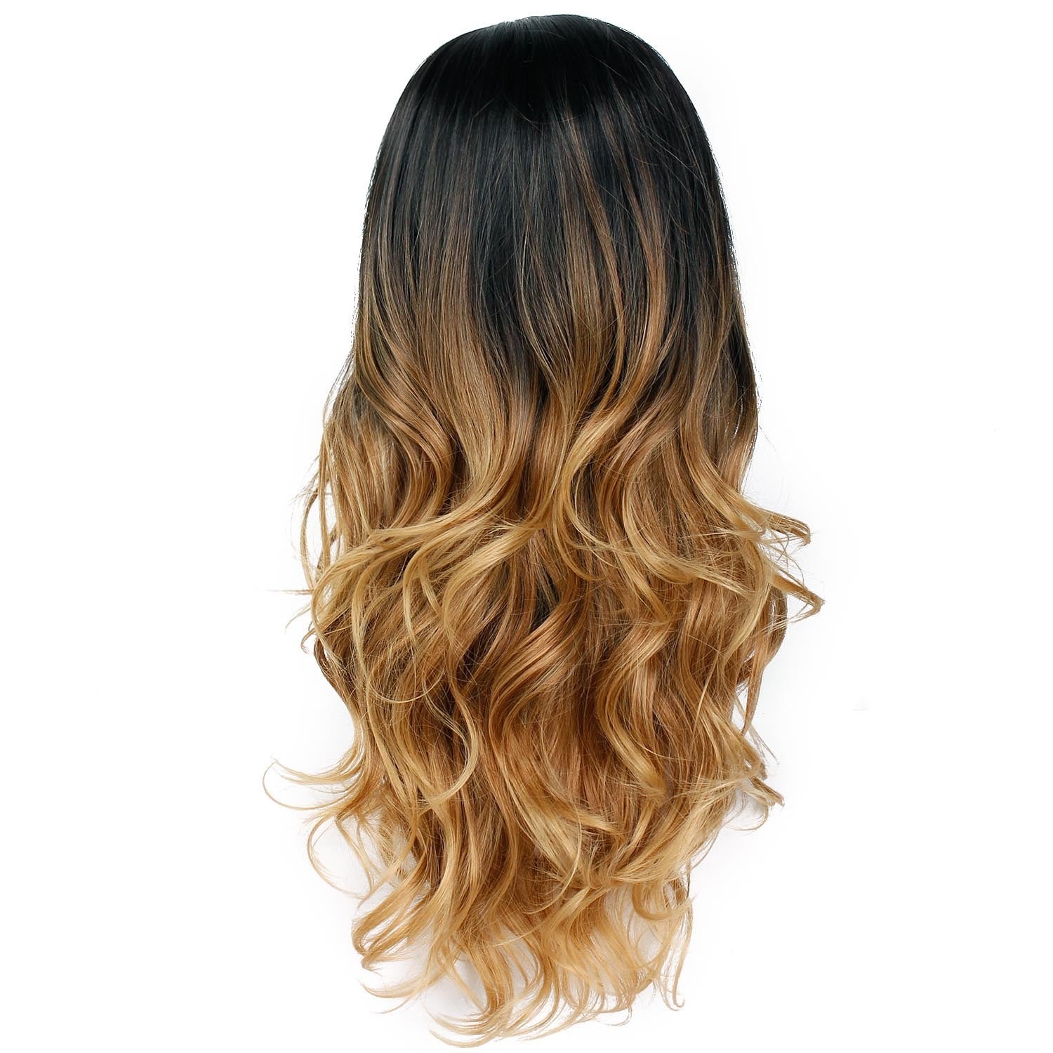 European and American wig female black gradient gold