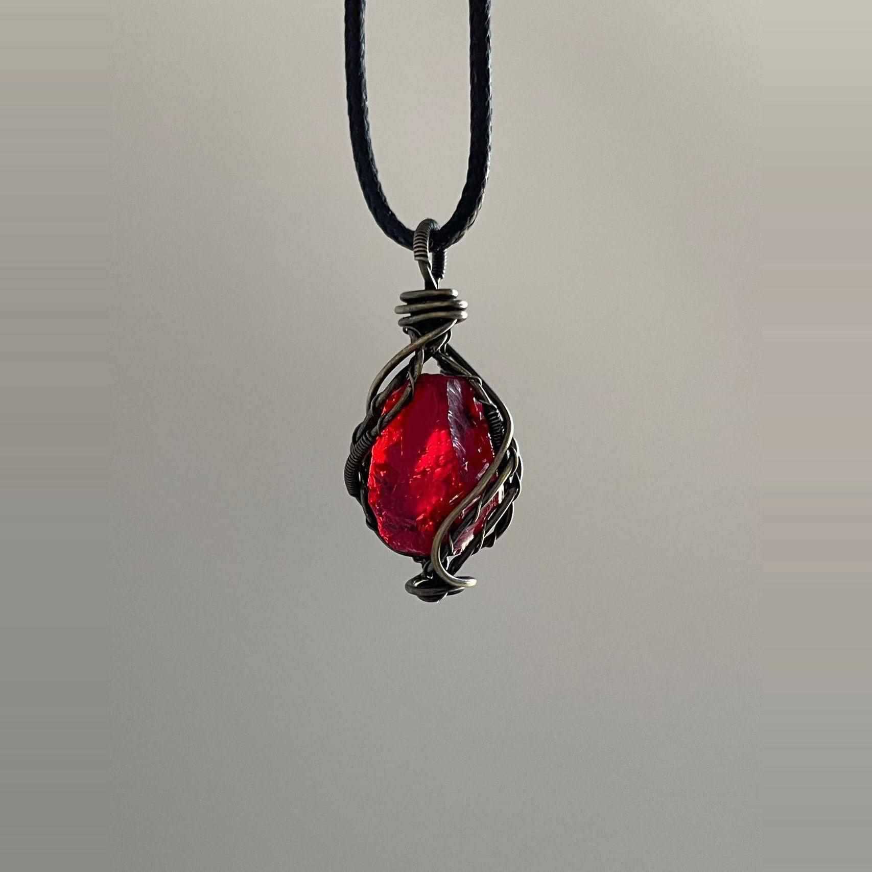Original Handmade Winding Necklace Pendant Aquamarine Amethyst Gem Grade