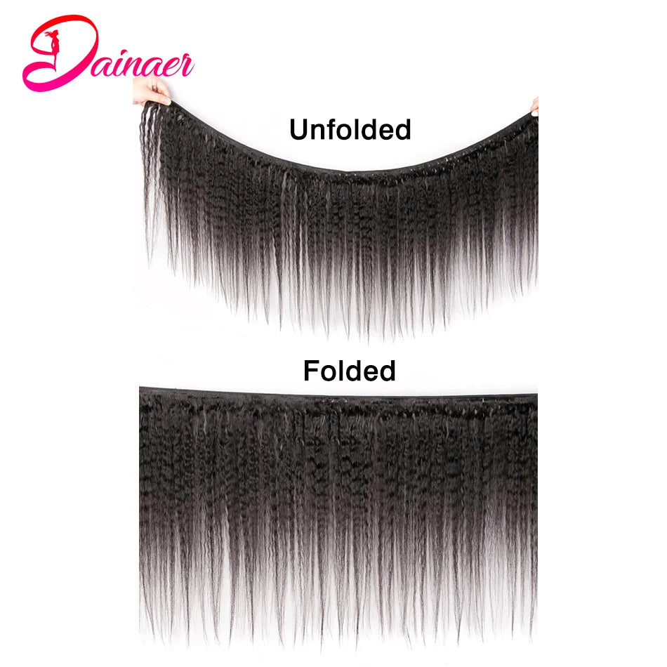 3PCS Kinky Straight Hair 100% Unprocessed Virgin Human Hair Bundles Remy Hair Extensions Human Hair Yaki Straight Hair Bundles