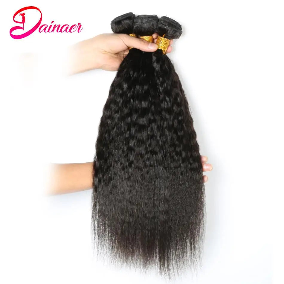3PCS Kinky Straight Hair 100% Unprocessed Virgin Human Hair Bundles Remy Hair Extensions Human Hair Yaki Straight Hair Bundles