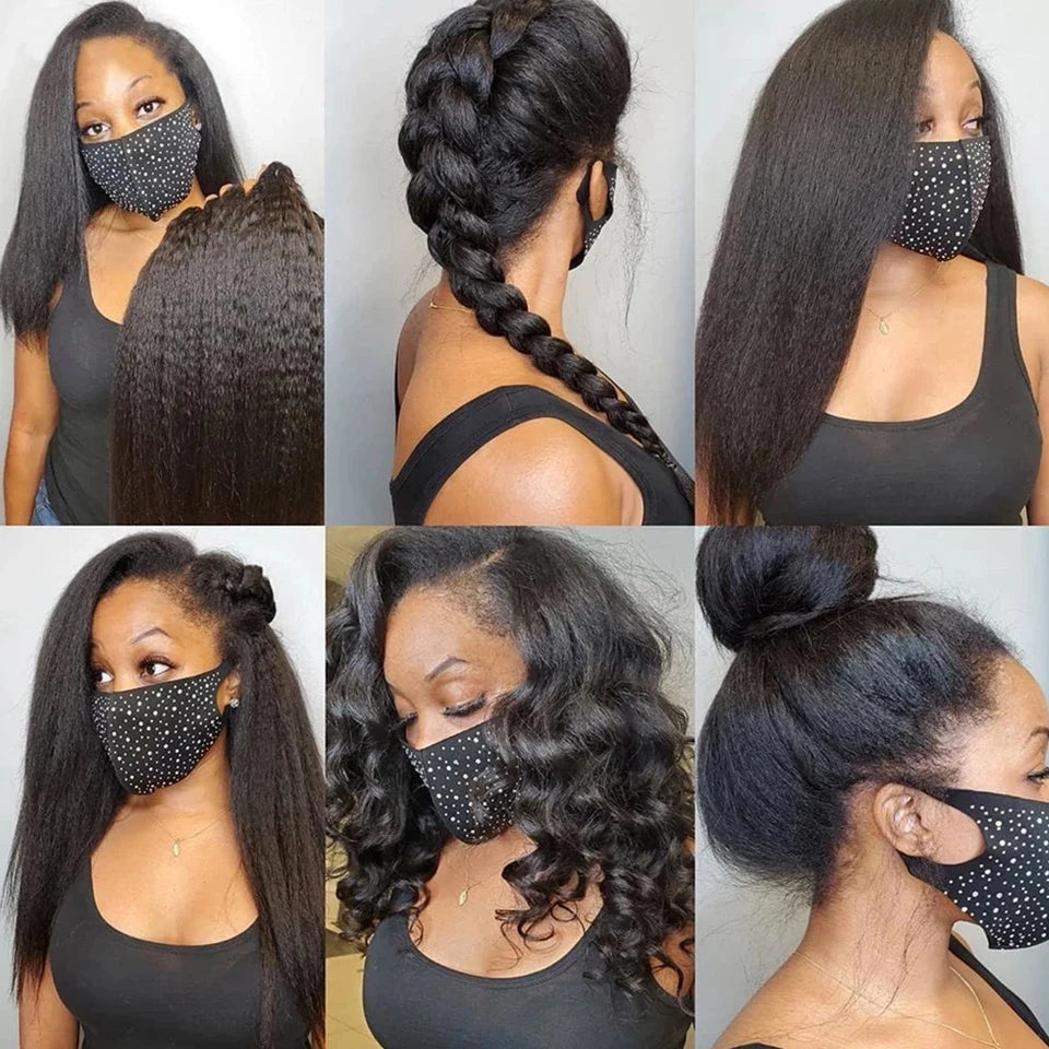 3PCS Kinky Straight Hair 100% Unprocessed Virgin Human Hair Bundles Remy Hair Extensions Human Hair Yaki Straight Hair Bundles