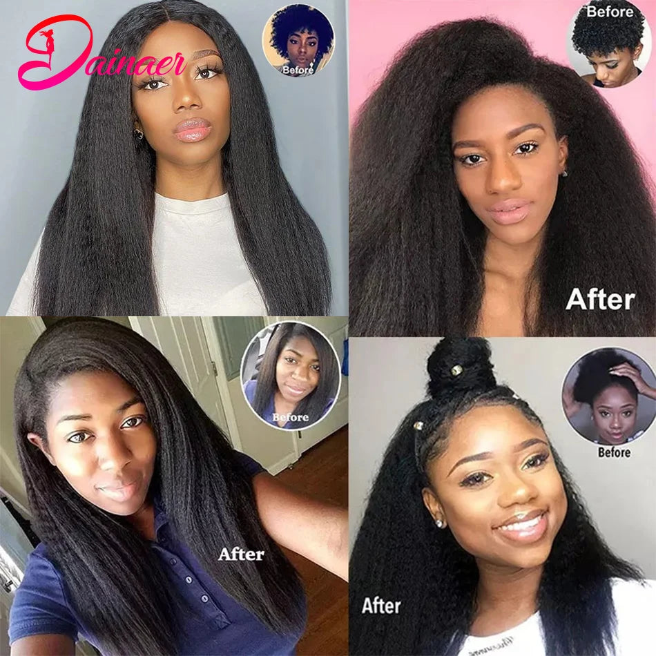 3PCS Kinky Straight Hair 100% Unprocessed Virgin Human Hair Bundles Remy Hair Extensions Human Hair Yaki Straight Hair Bundles