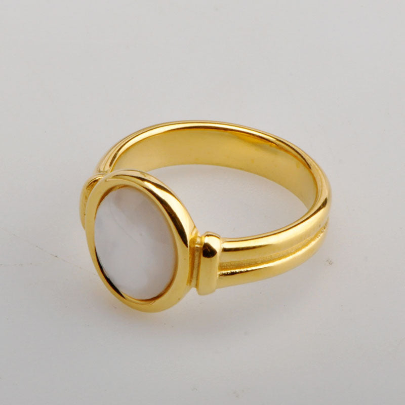Women's Arc White Shell Fritillary Oval Ring