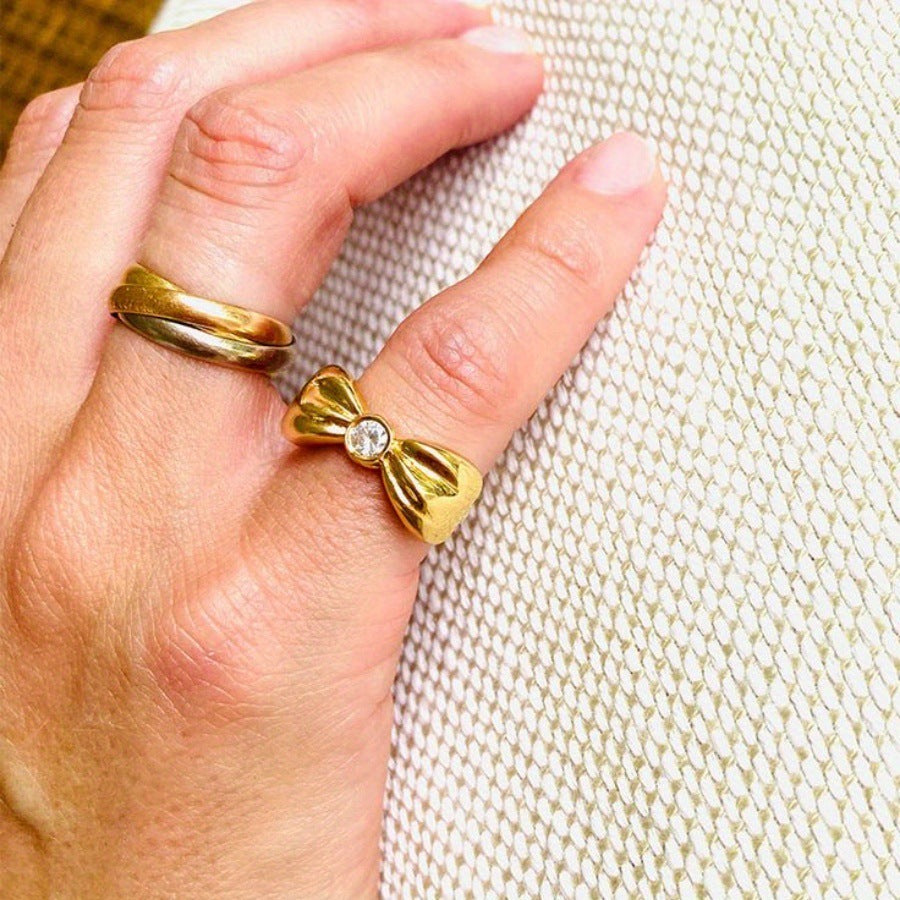 Classic Alloy Bow Ring European And American Ladies
