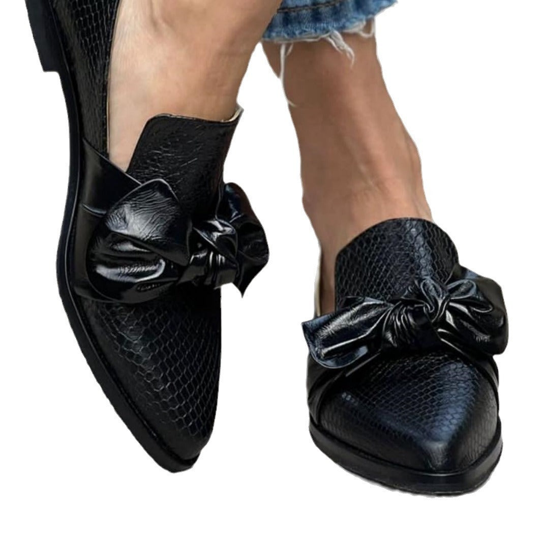 Spring And Autumn Pointed Toe Shallow Mouth Buckle Plus Size Casual Pumps Women
