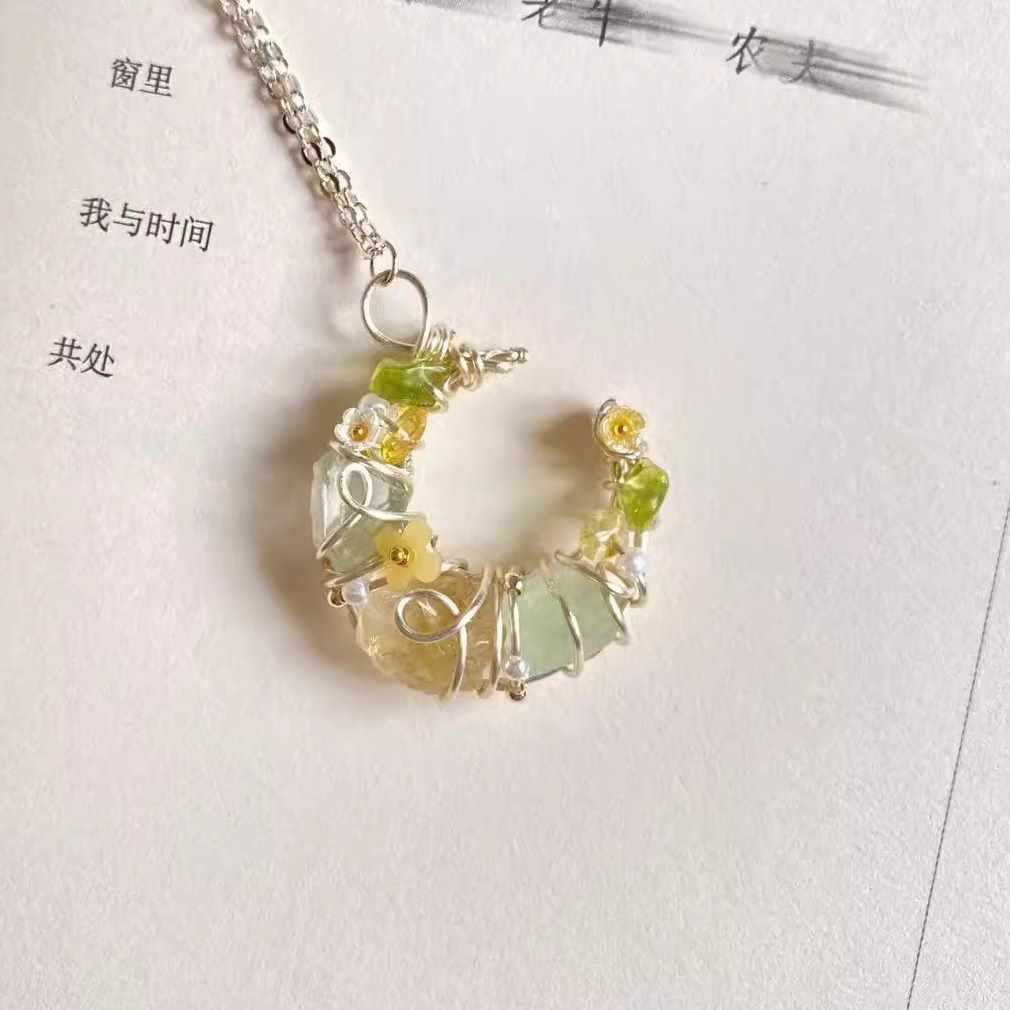 Original Handmade Winding Necklace Pendant Aquamarine Amethyst Gem Grade
