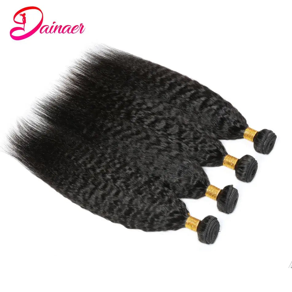 3PCS Kinky Straight Hair 100% Unprocessed Virgin Human Hair Bundles Remy Hair Extensions Human Hair Yaki Straight Hair Bundles