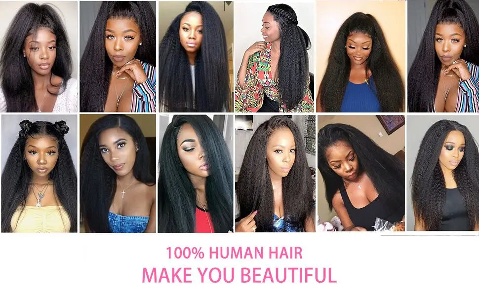 3PCS Kinky Straight Hair 100% Unprocessed Virgin Human Hair Bundles Remy Hair Extensions Human Hair Yaki Straight Hair Bundles