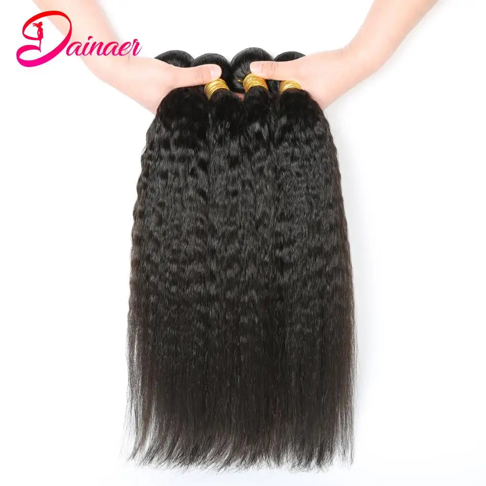 3PCS Kinky Straight Hair 100% Unprocessed Virgin Human Hair Bundles Remy Hair Extensions Human Hair Yaki Straight Hair Bundles