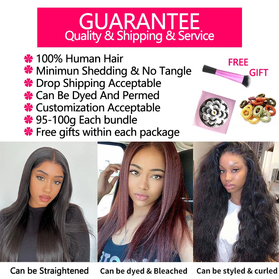 3PCS Kinky Straight Hair 100% Unprocessed Virgin Human Hair Bundles Remy Hair Extensions Human Hair Yaki Straight Hair Bundles