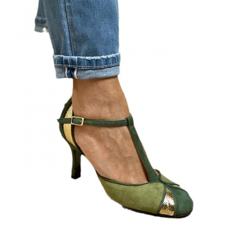 Stiletto Heel Women's Fashion Shoes Plus Size Color Matching Round-toe Sandles