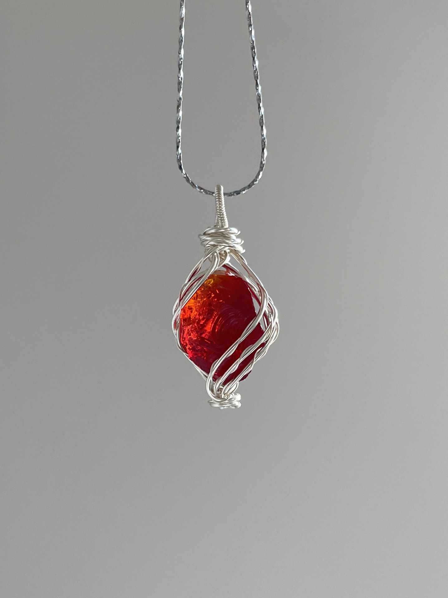 Original Handmade Winding Necklace Pendant Aquamarine Amethyst Gem Grade